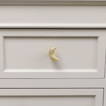 Shiny Gold Hammered Crescent Moon Drawer Knob