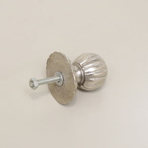 Shiny Silver Round Scalloped Drawer Knob With Scallop Detailed Base
