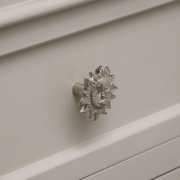 Shiny Silver Sun Drawer Knob