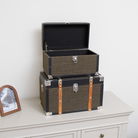 Medium Black & Orange Wood Trim Storage Box / Trunk