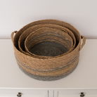 Medium Brown & Grey Rope Lidded Storage Basket - 33cm