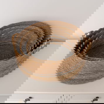 Medium Brown & Grey Rope Lidded Storage Basket - 33cm