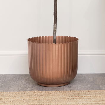 Medium Copper Scalloped Metal Planter