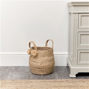 Medium Natural Woven Basket with Tassel