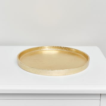 Medium Round Gold Metal Tray - 25.5cm