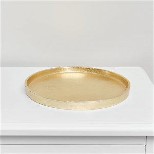 Medium Round Gold Metal Tray - 25.5cm