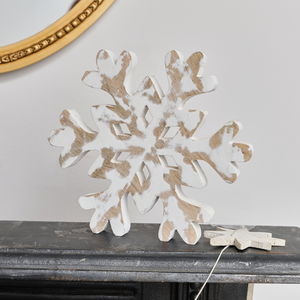 Medium Rustic Wooden Snowflake Ornament - 19.5cm Medium Rustic Wooden Snowflake Ornament - 19.5cm