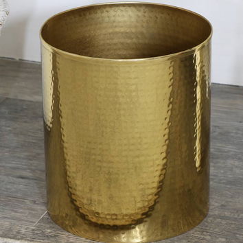 Metal Hammered Gold Storage Waste Bin