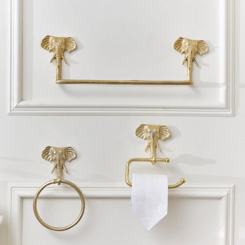 Metallic Gold Elephant Toilet Roll Holder 18cm x 19cm