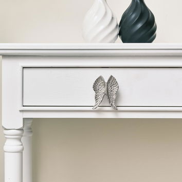 Metallic Silver Angel Wings Drawer Knob