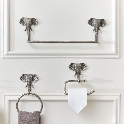 Metallic Silver Elephant Toilet Roll Holder 18cm x 19cm