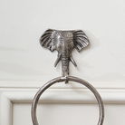 Metallic Silver Elephant Towel Ring