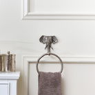 Metallic Silver Elephant Towel Ring