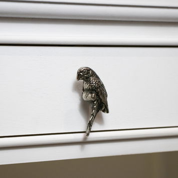 Metallic Silver Parrot Drawer Knob