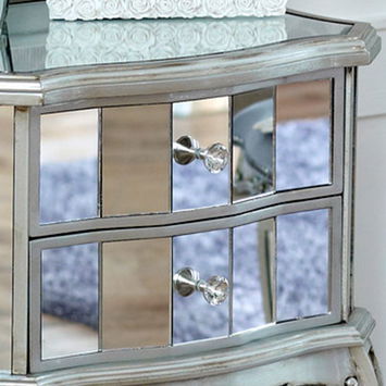 Tiffany Range - Mirrored 2 drawer bedside table