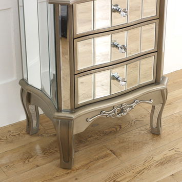 Mirrored 3 Drawer Bedside Table - Tiffany Range