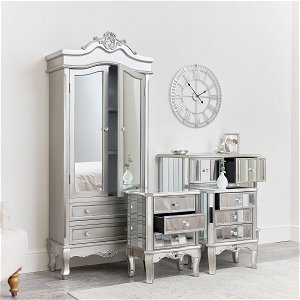 Mirrored Closet, Chest of Drawers & Pair of 3 Drawer Bedsides - Tiffany Range