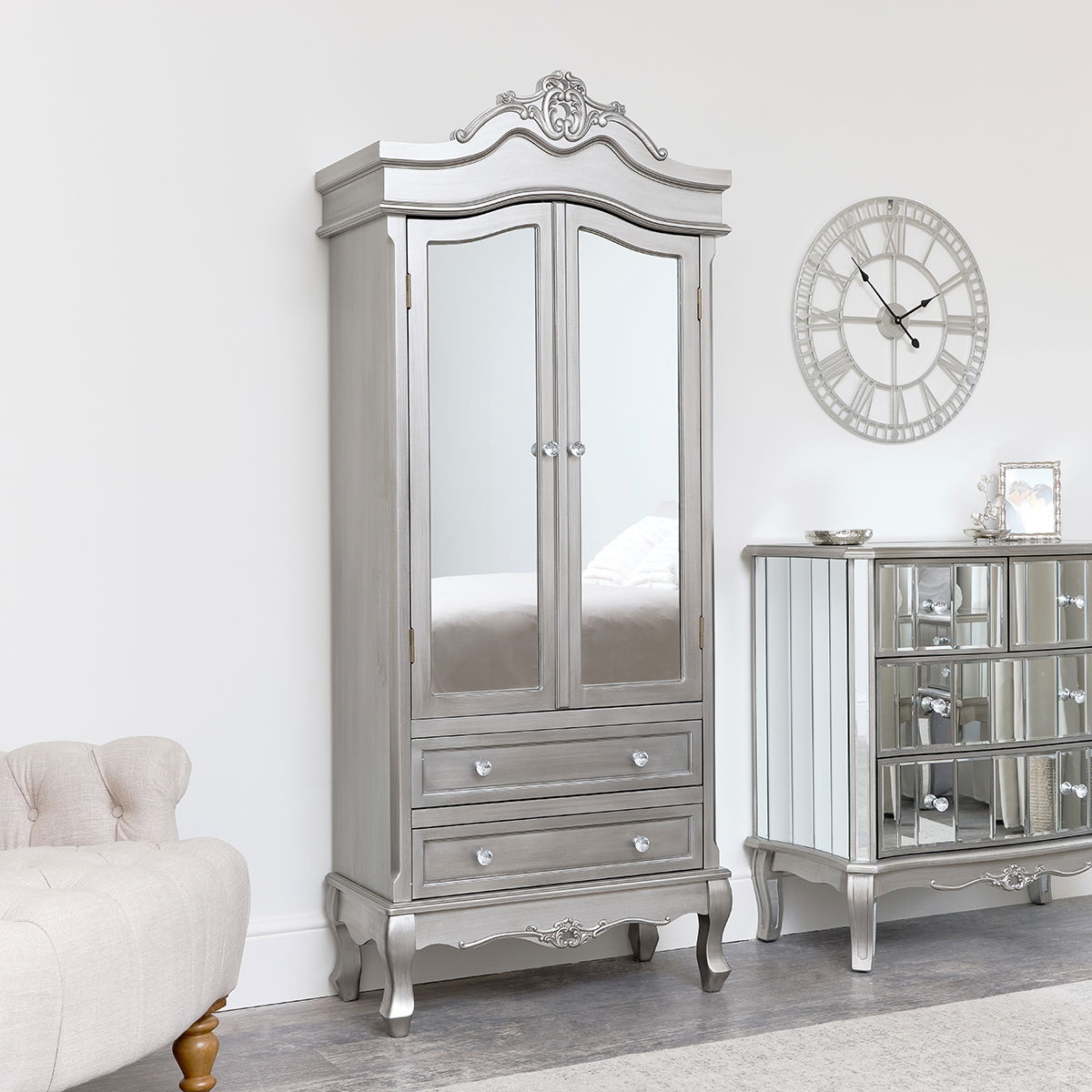 Mirrored Closet & Chest of Drawers Tiffany Range Melody Maison