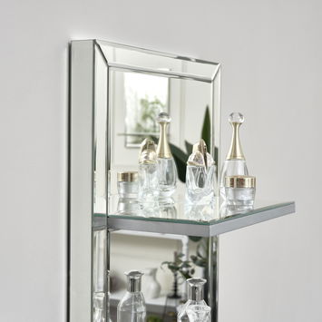 Mirrored Wall Mounted Shelving Unit 