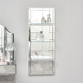 Mirrored Wall Mounted Shelving Unit 