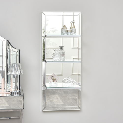 Mirrored Wall Mounted Shelving Unit 