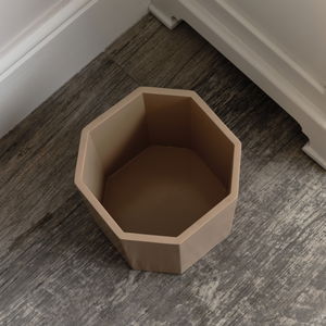 Mocha Brown Wooden Octagonal Edge Waste Paper Bin