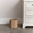 Mocha Brown Wooden Octagonal Edge Waste Paper Bin