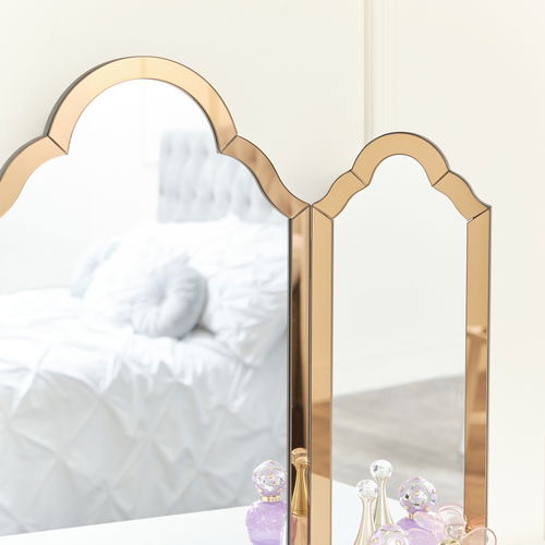 Mocha Glass Art Deco Triple Mirror 74cm x 60cm