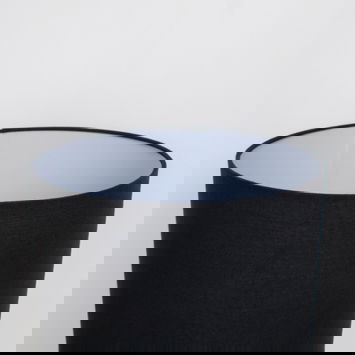 Monochrome Black & White Striped Table Lamp with Black Shade