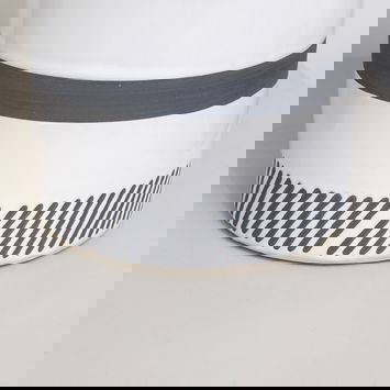 Monochrome Black & White Striped Table Lamp with Black Shade
