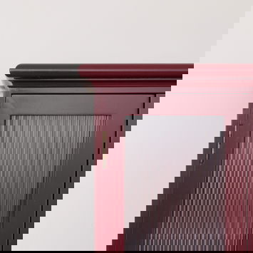 Mulberry Red Reeded Glass Wall Cabinet