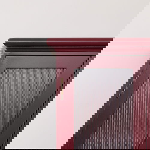 Mulberry Red Reeded Glass Wall Cabinet