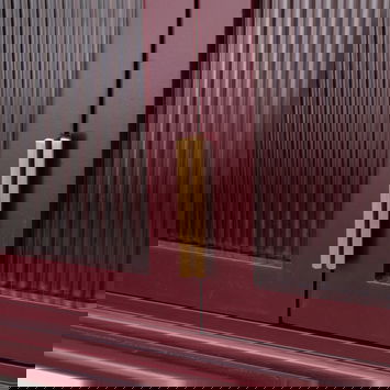 Mulberry Red Reeded Glass Wall Cabinet