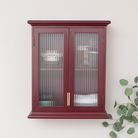Mulberry Red Reeded Glass Wall Cabinet