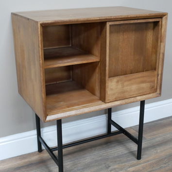 Natural and Black Retro Storage Cabinet