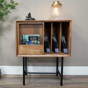 Natural and Black Retro Storage Cabinet