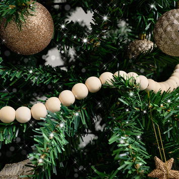 Natural Rustic Wooden Ball Garland - 150cm