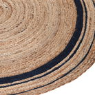 Natural with Navy Edge Pattern Woven Jute Rug 183cm