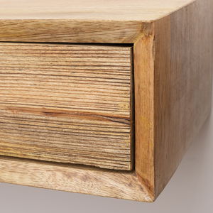Natural Wood Textured Wall Mounted Bedside Table