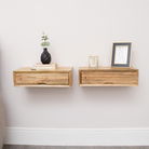 Natural Wood Textured Wall Mounted Bedside Table
