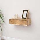 Natural Wood Textured Wall Mounted Bedside Table