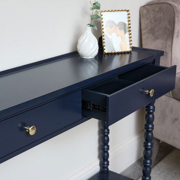 Navy Blue Bobble 2 Drawer Console Table 110cm x 78cm