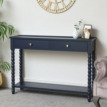 Navy Blue Bobble 2 Drawer Console Table 110cm x 78cm