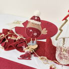 Neutral & Red Felt Robin Standing Decoration with Wooden Base - 22cm