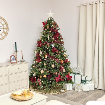 Neutral Sequin Frosted Pine Cone Bauble Decoration - 8cm