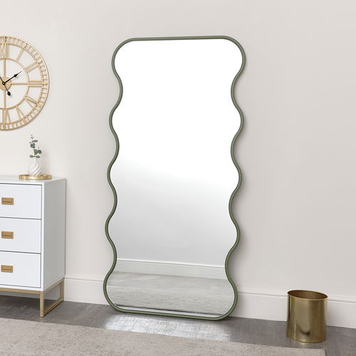 Olive Green Full Length Wave Mirror - 163cm x 80cm