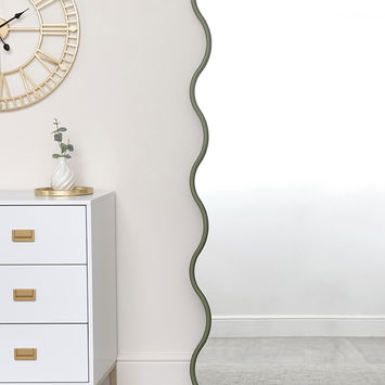 Olive Green Full Length Wave Mirror - 163cm x 80cm