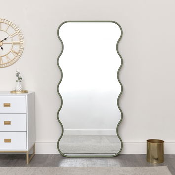 Olive Green Full Length Wave Mirror - 163cm x 80cm