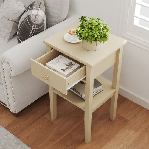 One Drawer Bedside Table - Abbey Cream Range