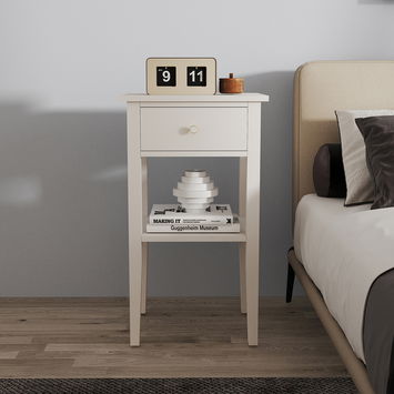 One Drawer Bedside Table - Abbey Pale Ivory Range